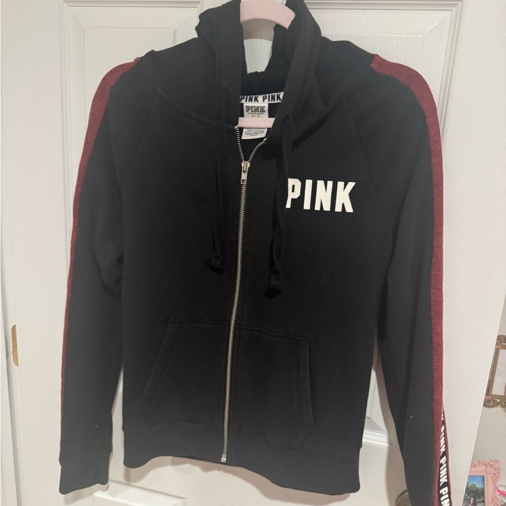 Victoria’s Secret, pink, red and black full zip sweater hoodie